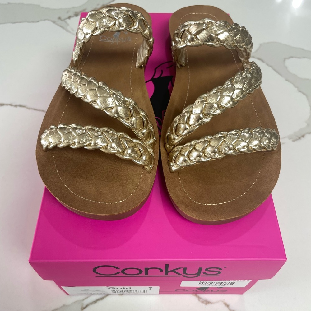 Corky’s Twist N Shout Braided Sandal Gold 7